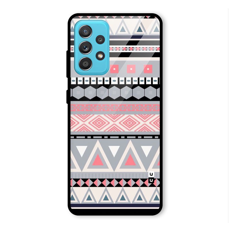 Grey Pink Pattern Glass Back Case for Galaxy A52
