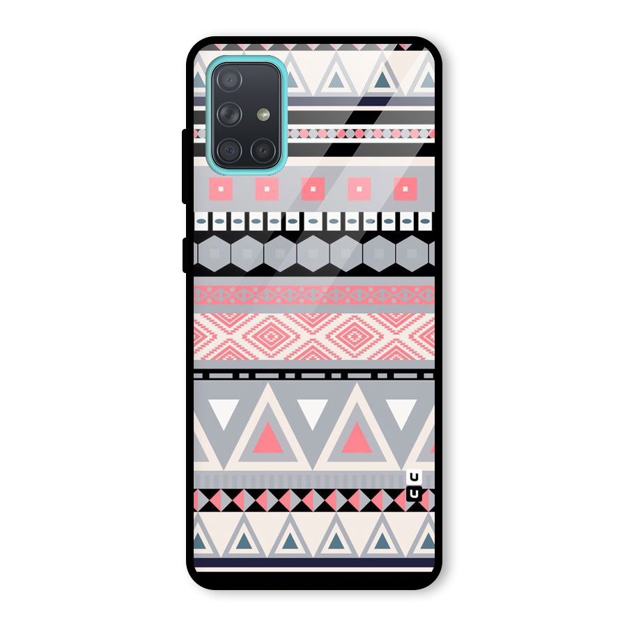 Grey Pink Pattern Glass Back Case for Galaxy A71