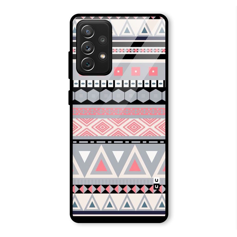 Grey Pink Pattern Glass Back Case for Galaxy A72