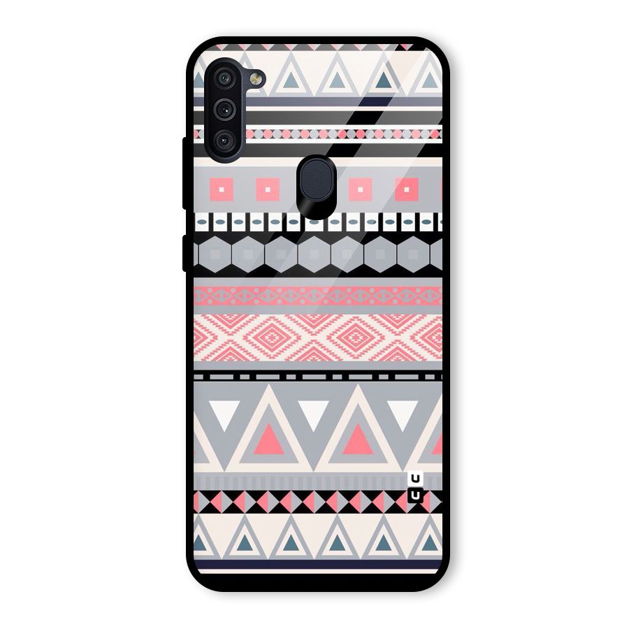 Grey Pink Pattern Glass Back Case for Galaxy M11