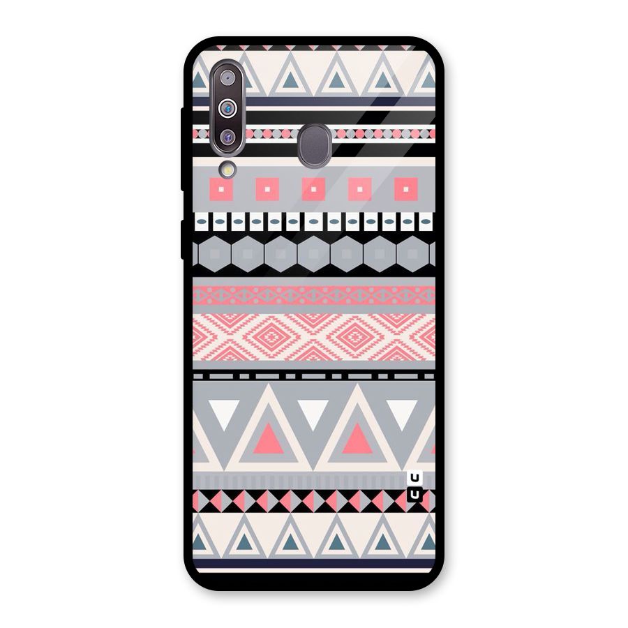 Grey Pink Pattern Glass Back Case for Galaxy M30