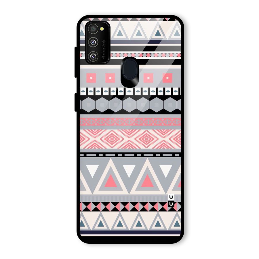 Grey Pink Pattern Glass Back Case for Galaxy M30s