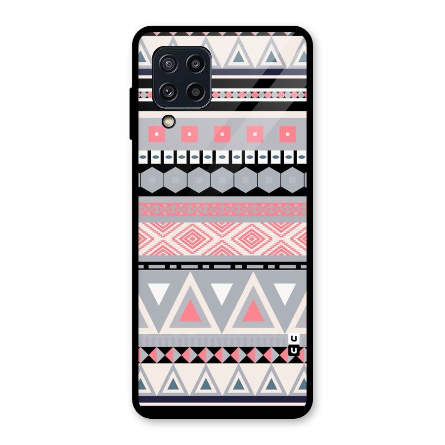 Grey Pink Pattern Glass Back Case for Galaxy M32