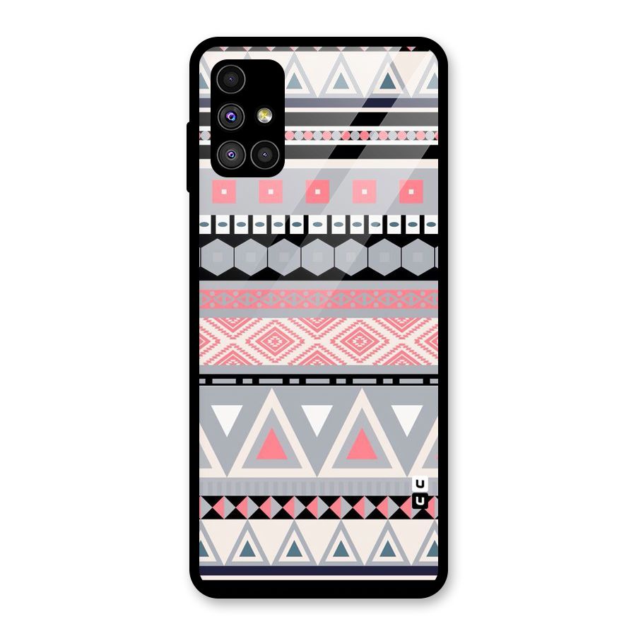 Grey Pink Pattern Glass Back Case for Galaxy M51