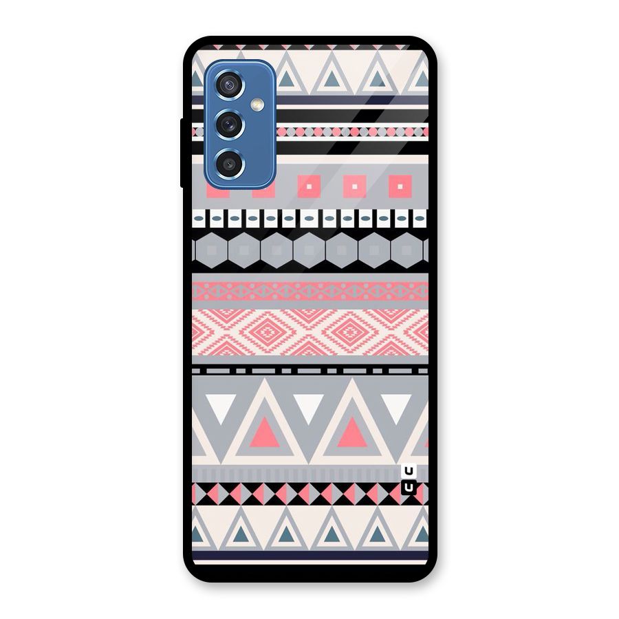 Grey Pink Pattern Glass Back Case for Galaxy M52 5G