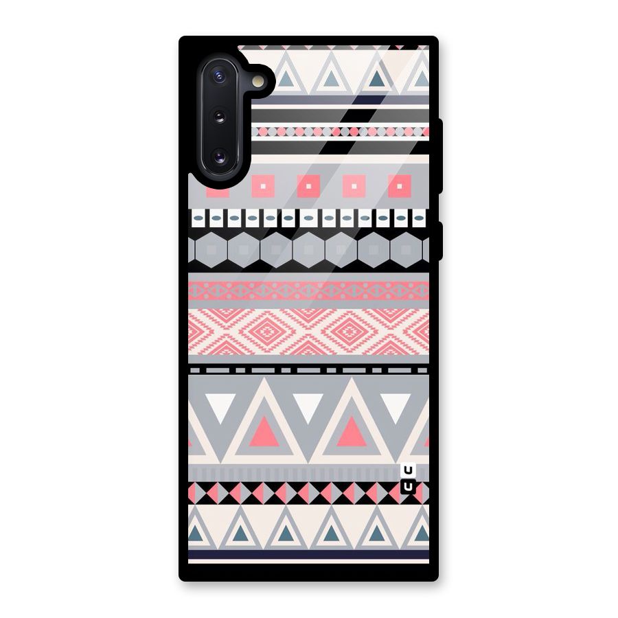 Grey Pink Pattern Glass Back Case for Galaxy Note 10