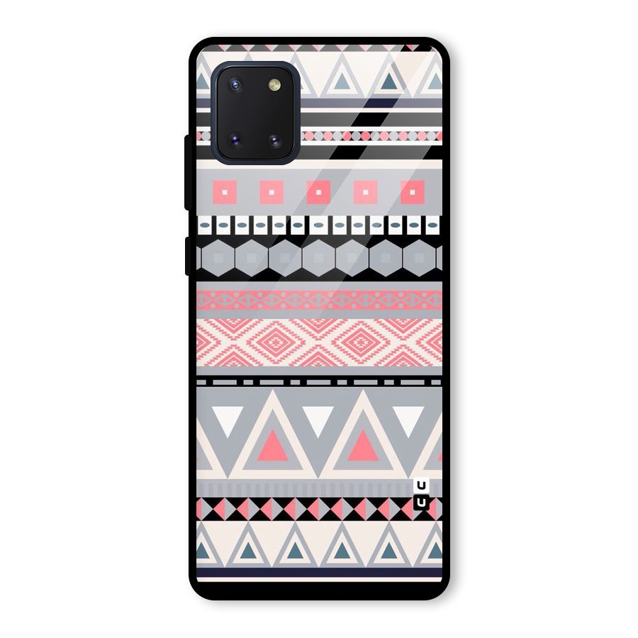 Grey Pink Pattern Glass Back Case for Galaxy Note 10 Lite