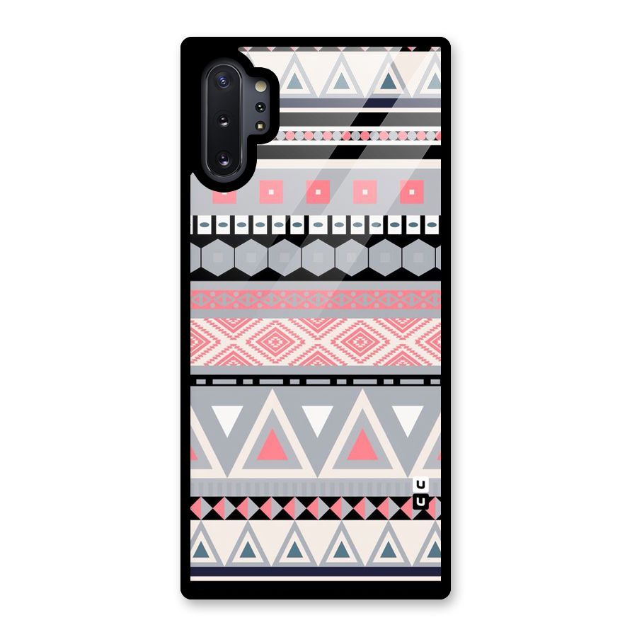 Grey Pink Pattern Glass Back Case for Galaxy Note 10 Plus