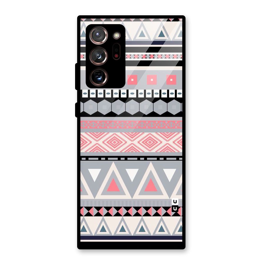 Grey Pink Pattern Glass Back Case for Galaxy Note 20 Ultra
