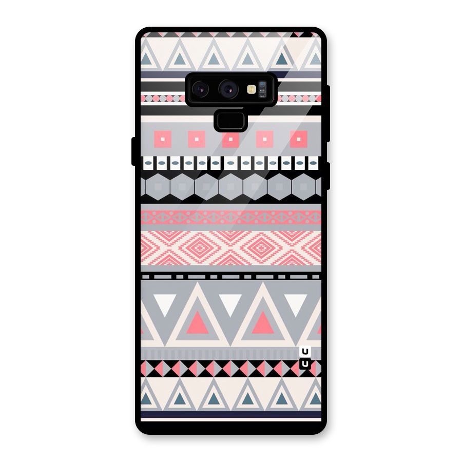 Grey Pink Pattern Glass Back Case for Galaxy Note 9
