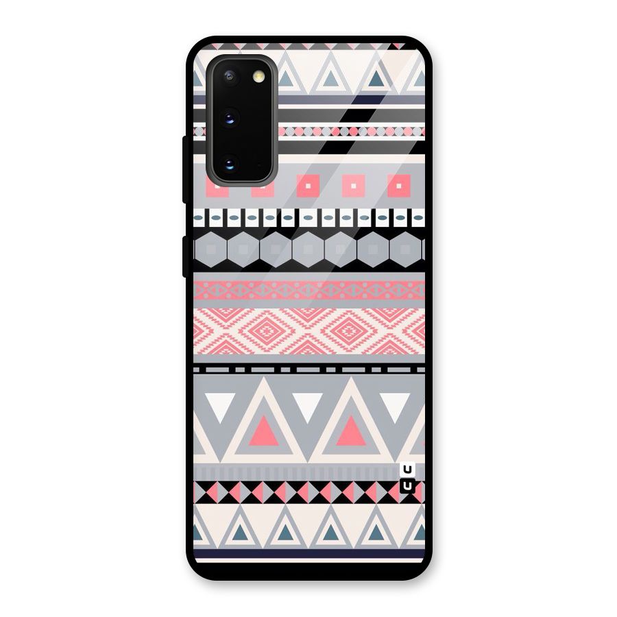 Grey Pink Pattern Glass Back Case for Galaxy S20