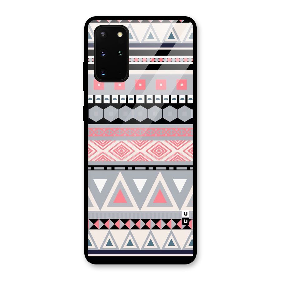 Grey Pink Pattern Glass Back Case for Galaxy S20 Plus