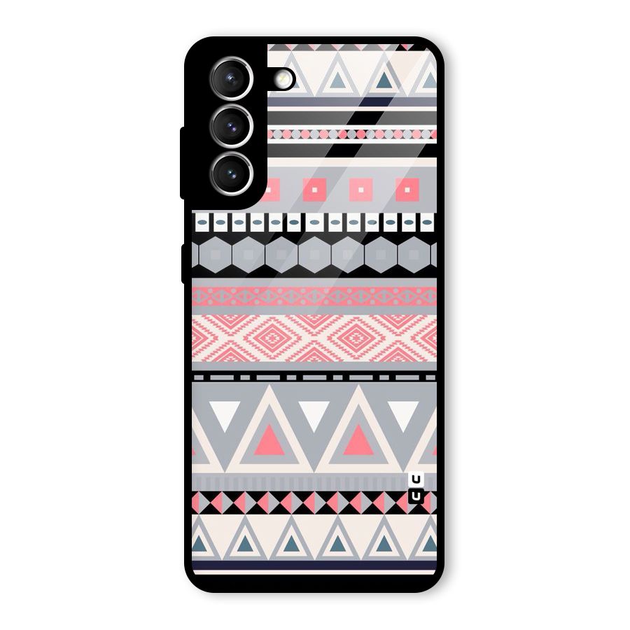 Grey Pink Pattern Glass Back Case for Galaxy S21 5G