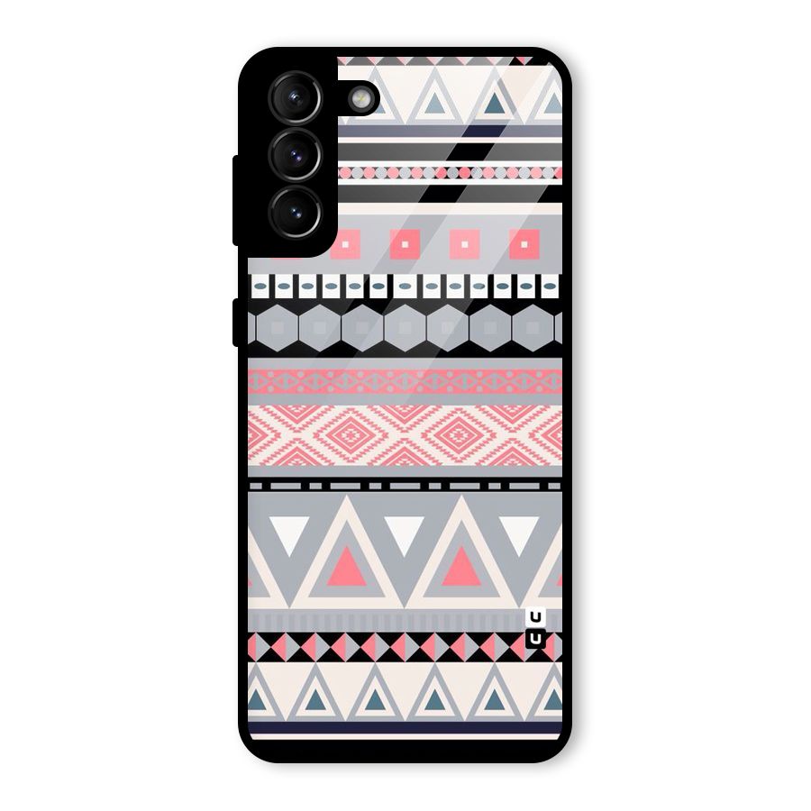 Grey Pink Pattern Glass Back Case for Galaxy S21 Plus