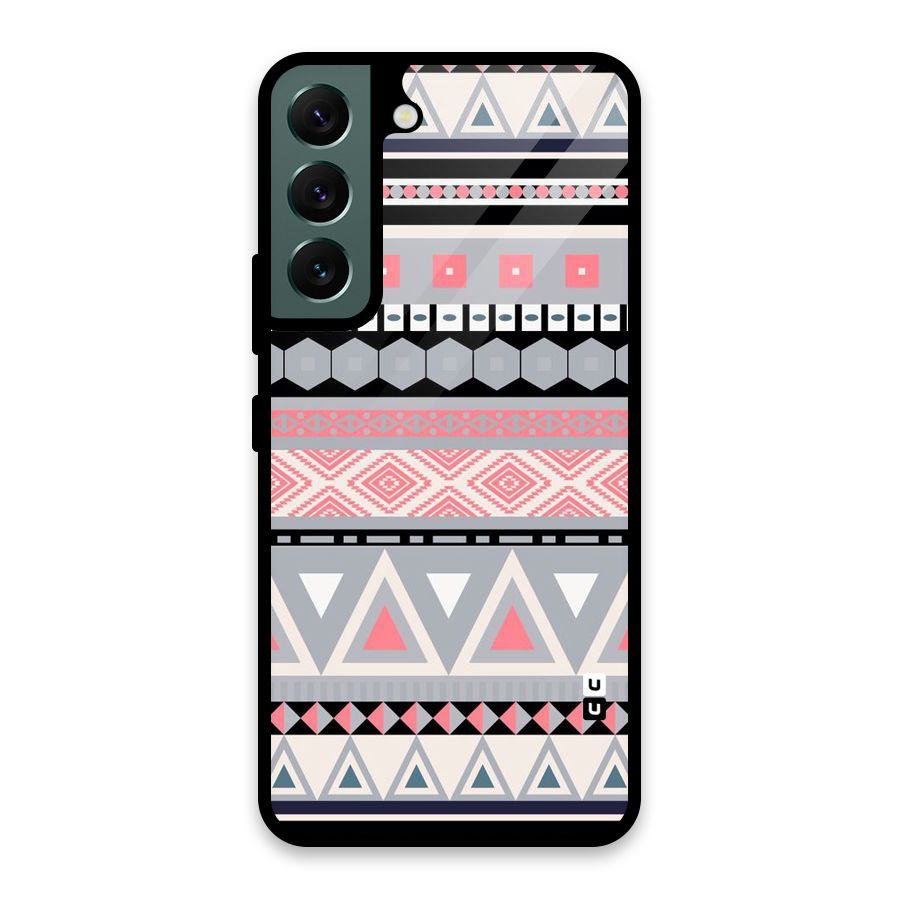 Grey Pink Pattern Glass Back Case for Galaxy S22 5G
