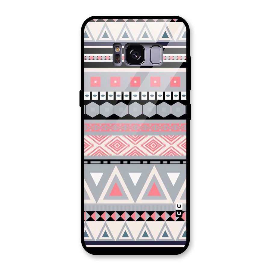 Grey Pink Pattern Glass Back Case for Galaxy S8