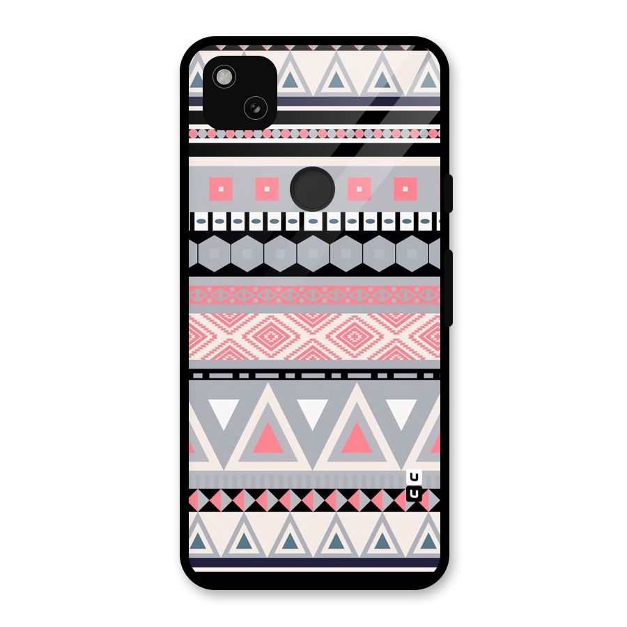 Grey Pink Pattern Glass Back Case for Google Pixel 4a