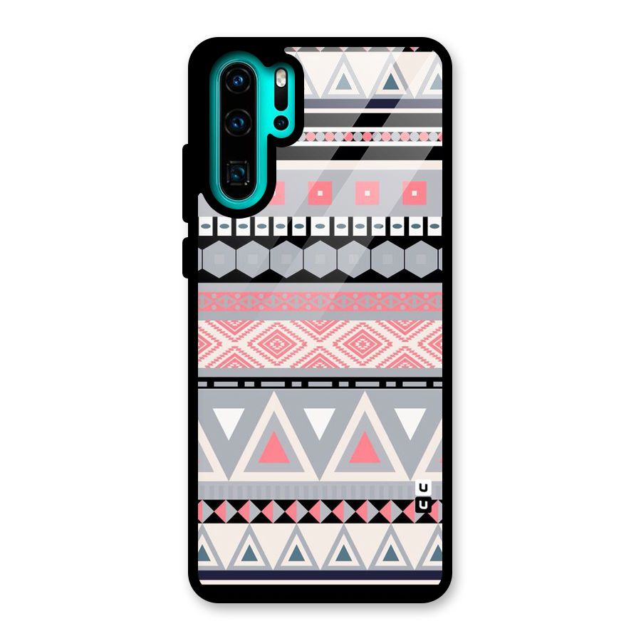Grey Pink Pattern Glass Back Case for Huawei P30 Pro