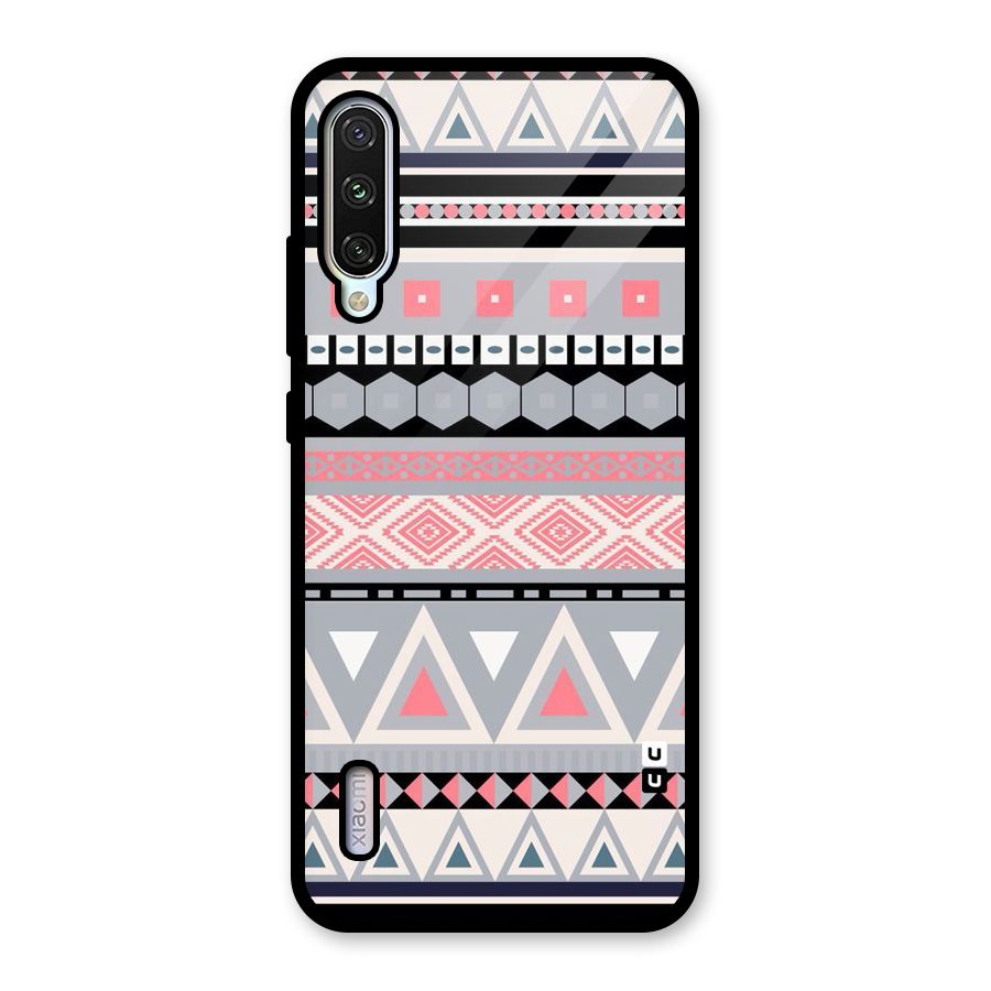 Grey Pink Pattern Glass Back Case for Mi A3