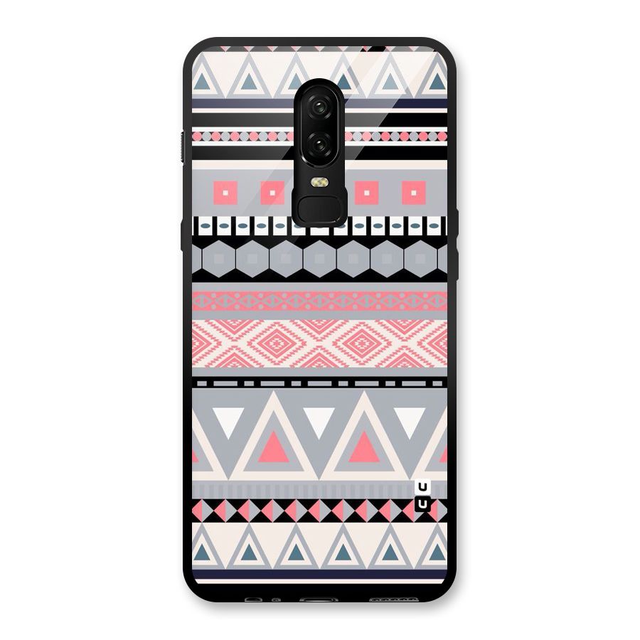 Grey Pink Pattern Glass Back Case for OnePlus 6