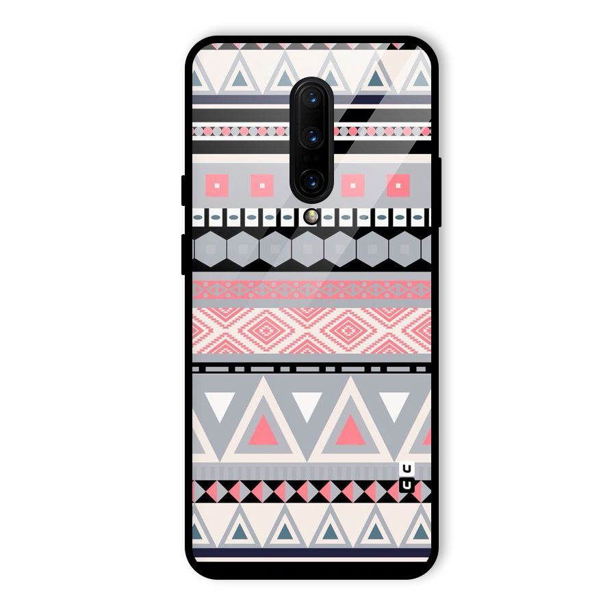 Grey Pink Pattern Glass Back Case for OnePlus 7 Pro