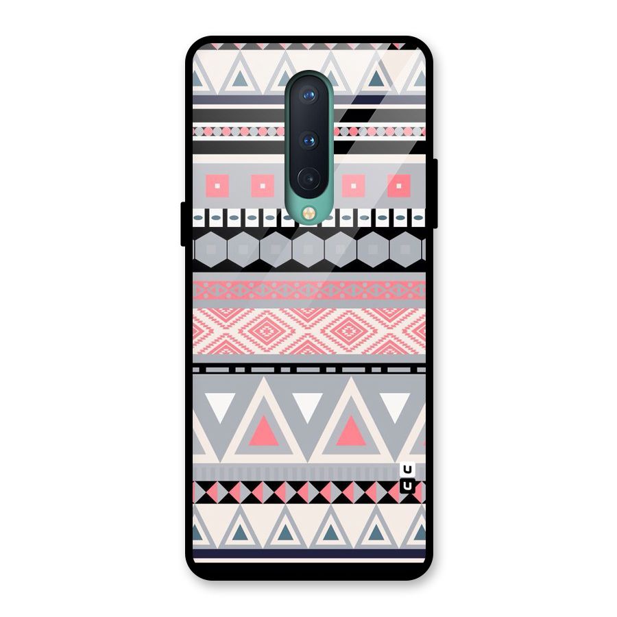 Grey Pink Pattern Glass Back Case for OnePlus 8