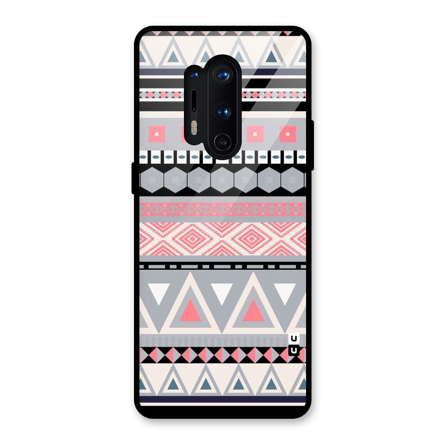 Grey Pink Pattern Glass Back Case for OnePlus 8 Pro
