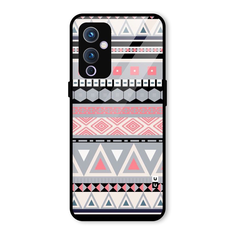 Grey Pink Pattern Glass Back Case for OnePlus 9