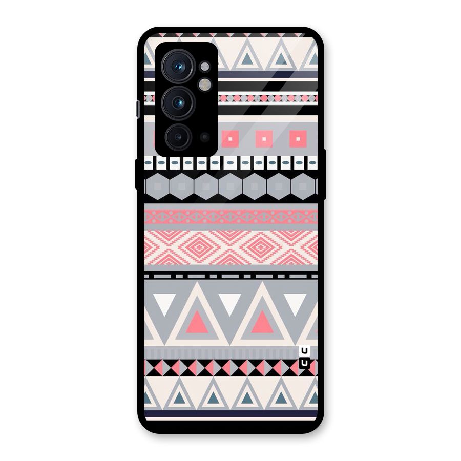 Grey Pink Pattern Glass Back Case for OnePlus 9RT 5G