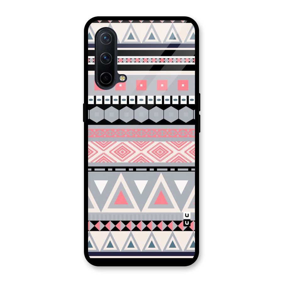 Grey Pink Pattern Glass Back Case for OnePlus Nord CE 5G