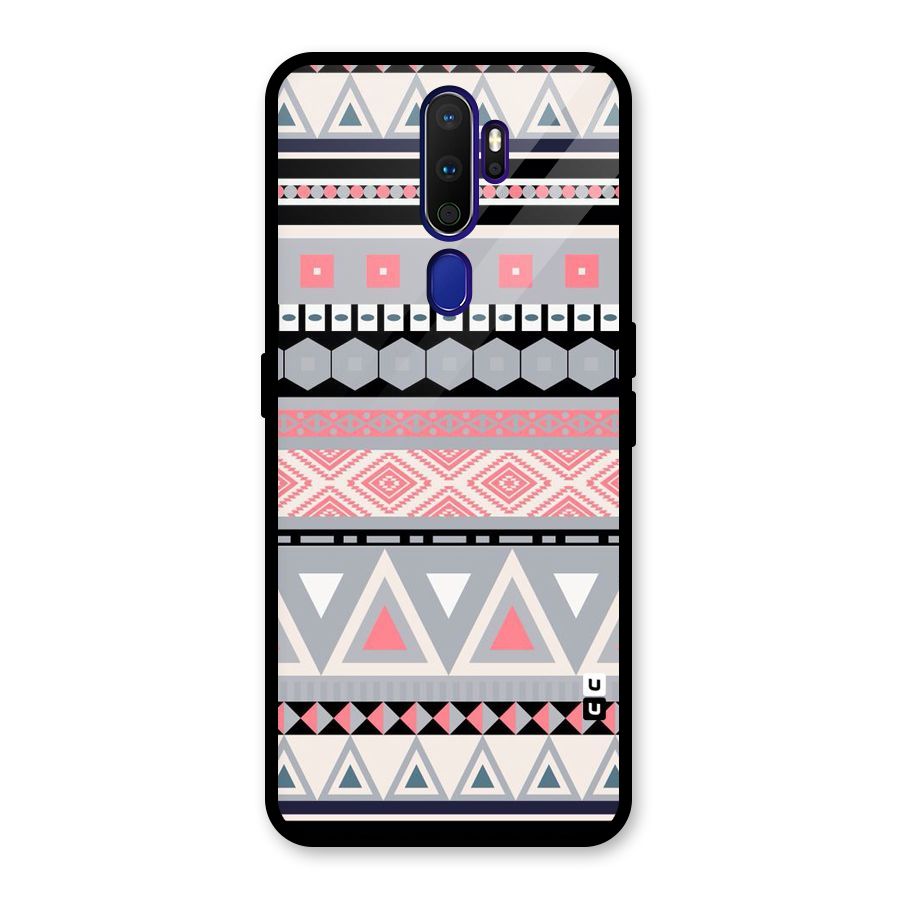 Grey Pink Pattern Glass Back Case for Oppo A9 (2020)