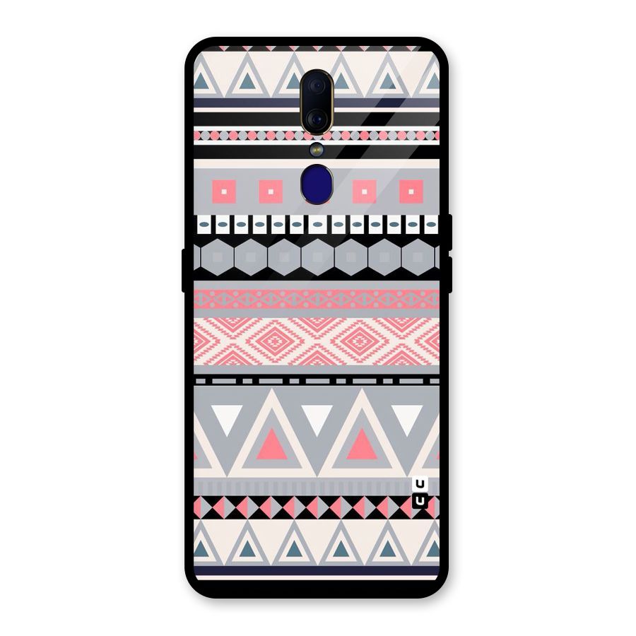 Grey Pink Pattern Glass Back Case for Oppo F11
