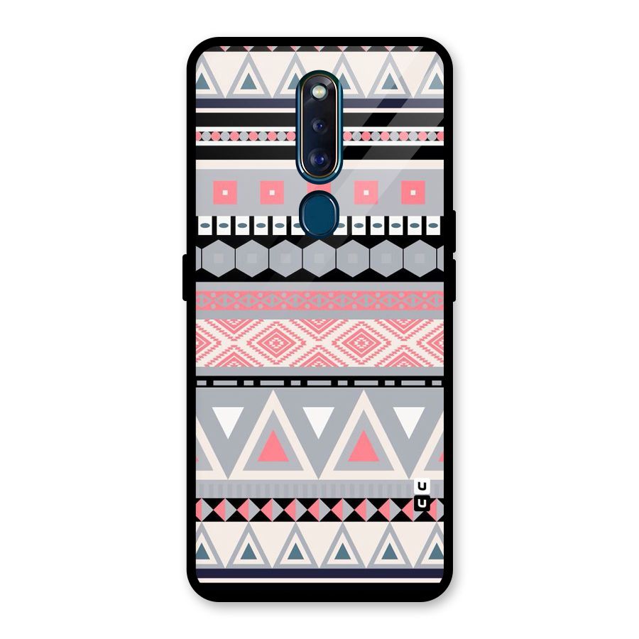 Grey Pink Pattern Glass Back Case for Oppo F11 Pro