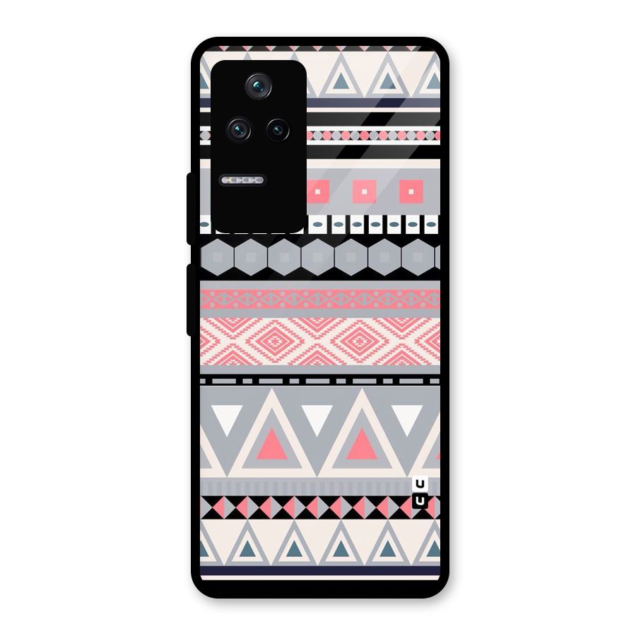 Grey Pink Pattern Glass Back Case for Poco F4 5G