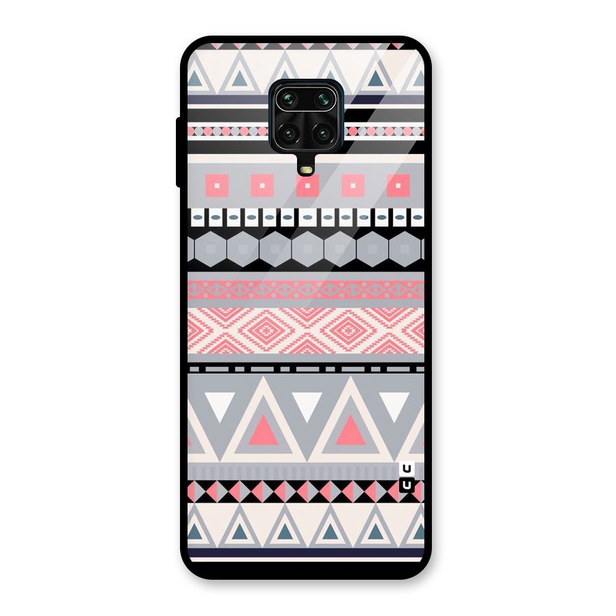 Grey Pink Pattern Glass Back Case for Poco M2 Pro