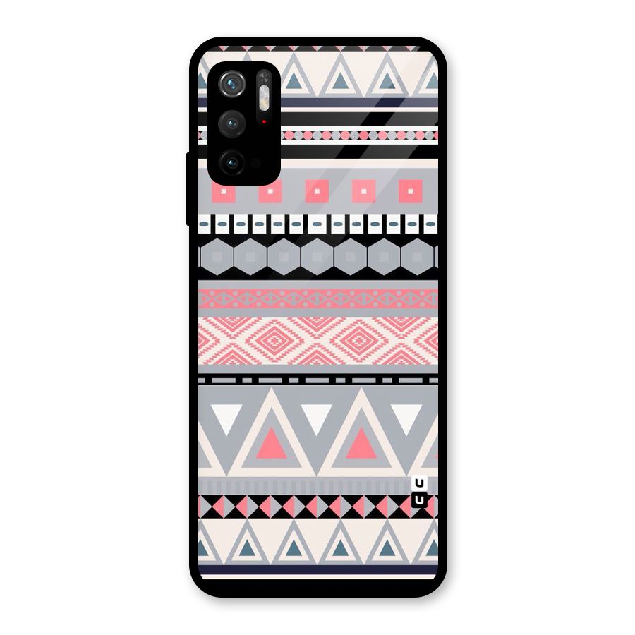 Grey Pink Pattern Glass Back Case for Poco M3 Pro 5G