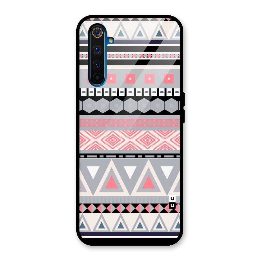 Grey Pink Pattern Glass Back Case for Realme 6 Pro