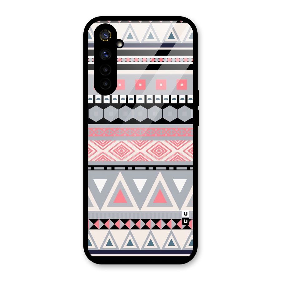 Grey Pink Pattern Glass Back Case for Realme 6i