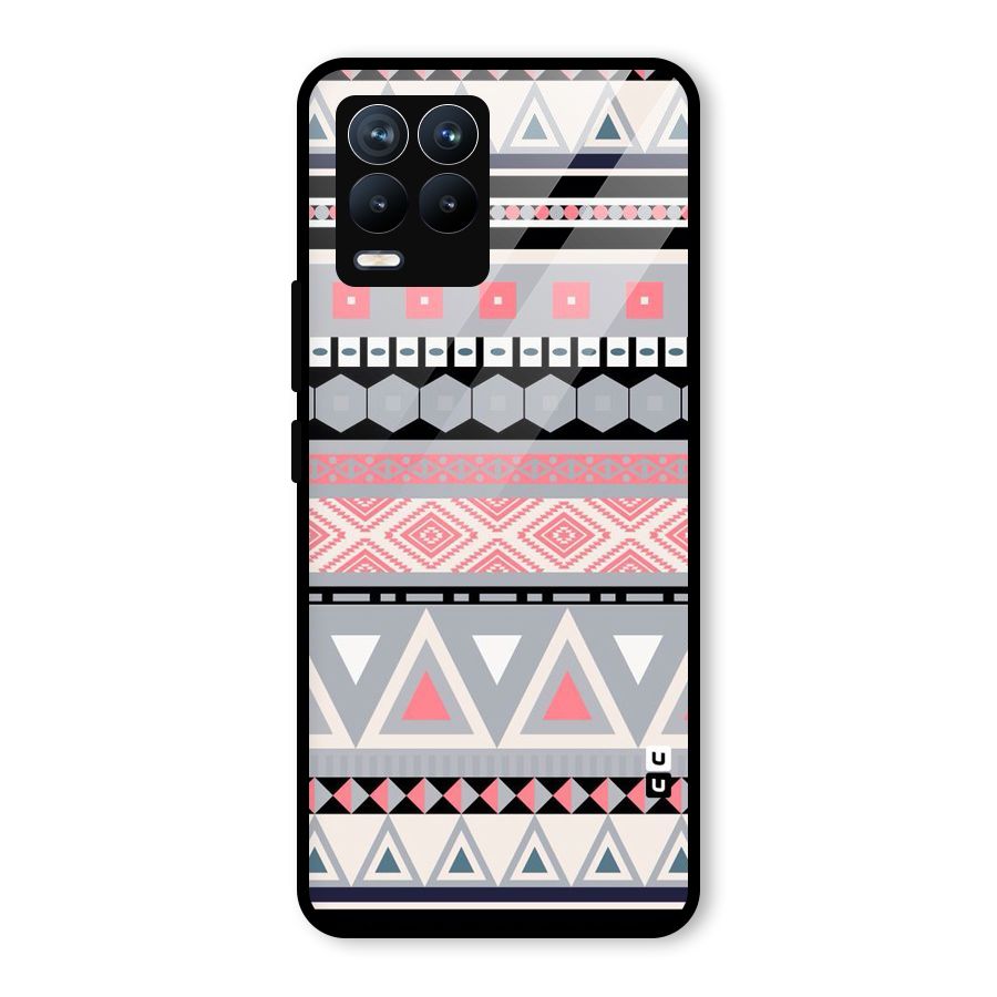 Grey Pink Pattern Glass Back Case for Realme 8 Pro