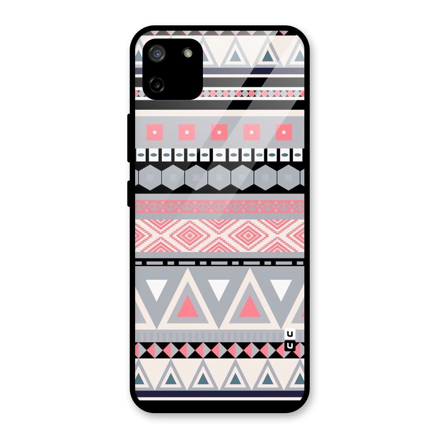 Grey Pink Pattern Glass Back Case for Realme C11