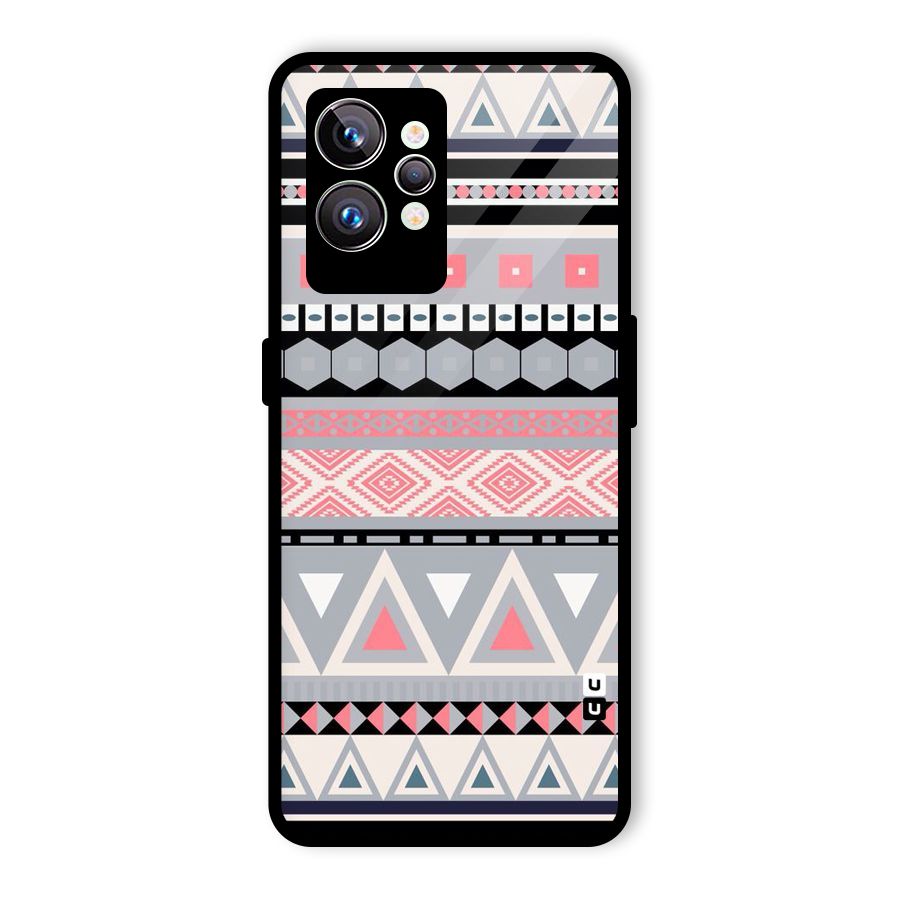 Grey Pink Pattern Glass Back Case for Realme GT2 Pro