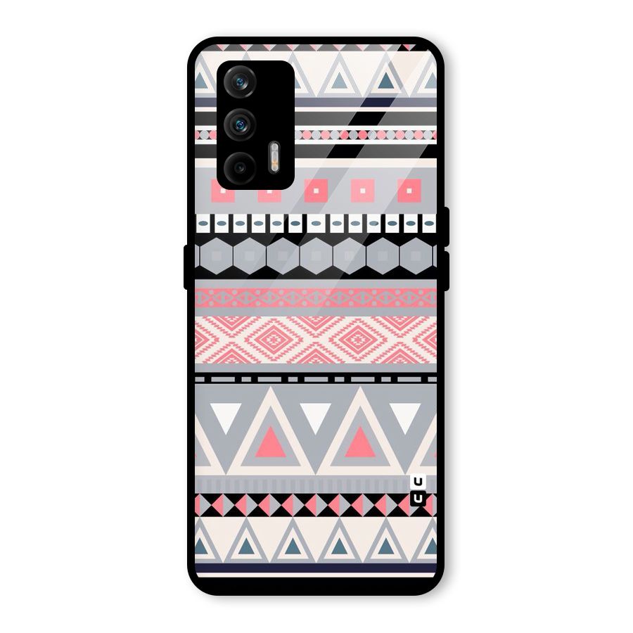 Grey Pink Pattern Glass Back Case for Realme GT 5G
