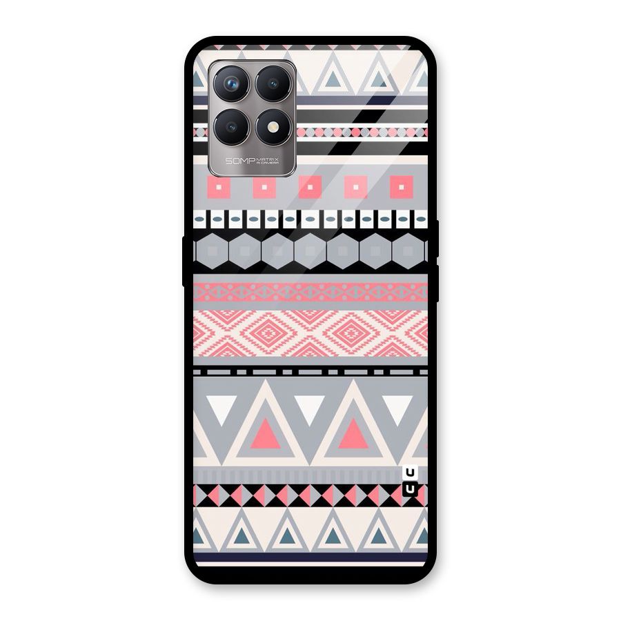 Grey Pink Pattern Glass Back Case for Realme Narzo 50