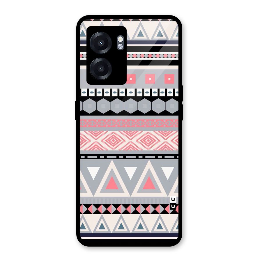 Grey Pink Pattern Glass Back Case for Realme Narzo 50 5G