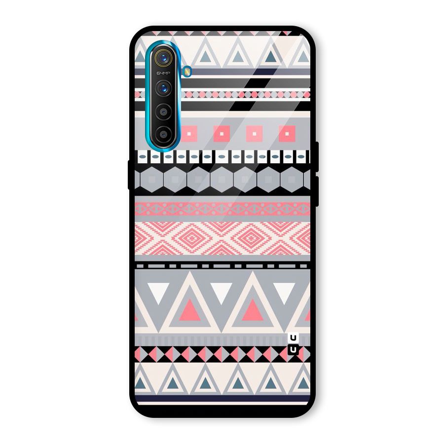 Grey Pink Pattern Glass Back Case for Realme X2
