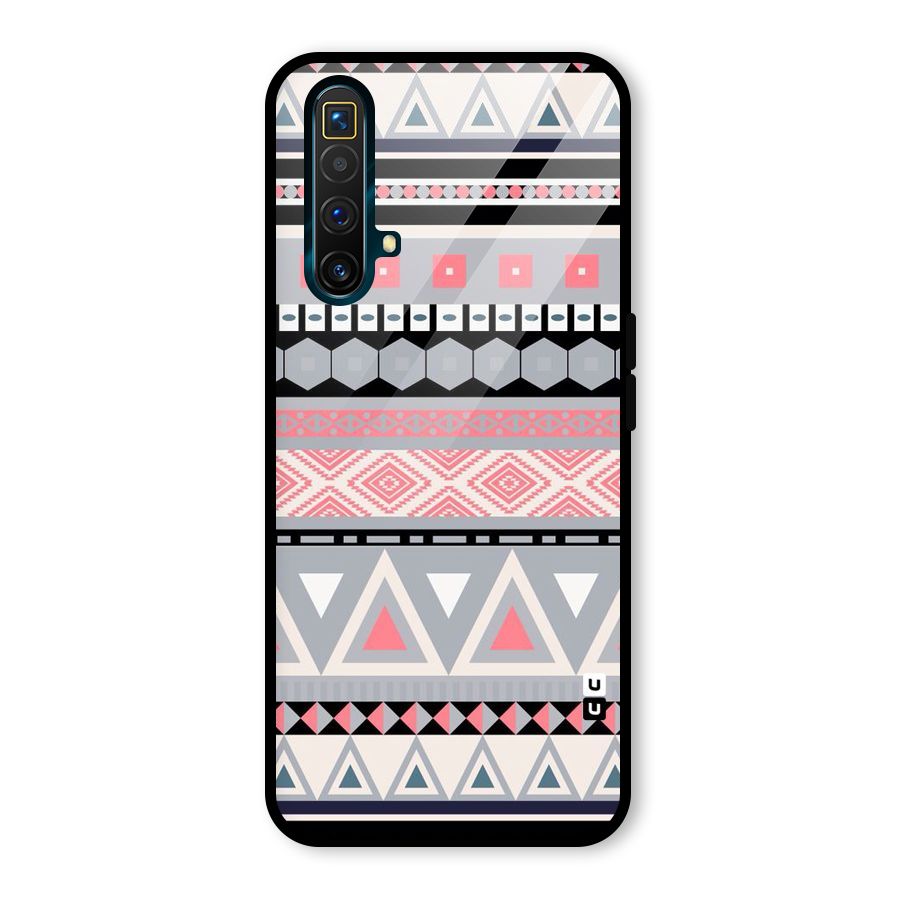 Grey Pink Pattern Glass Back Case for Realme X3