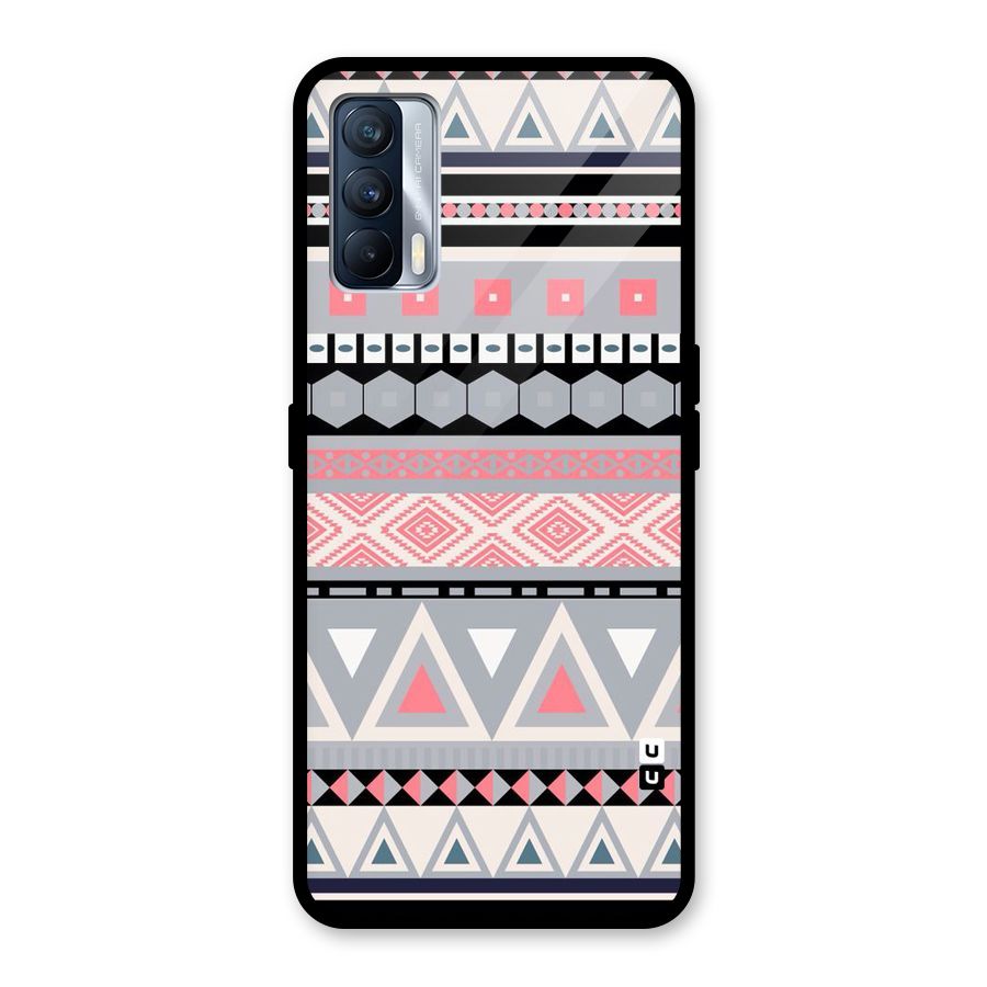 Grey Pink Pattern Glass Back Case for Realme X7