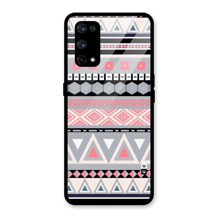 Grey Pink Pattern Glass Back Case for Realme X7 Pro