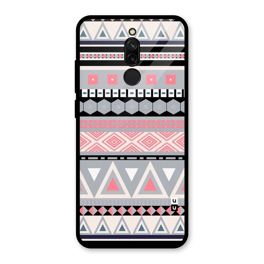 Grey Pink Pattern Glass Back Case for Redmi 8