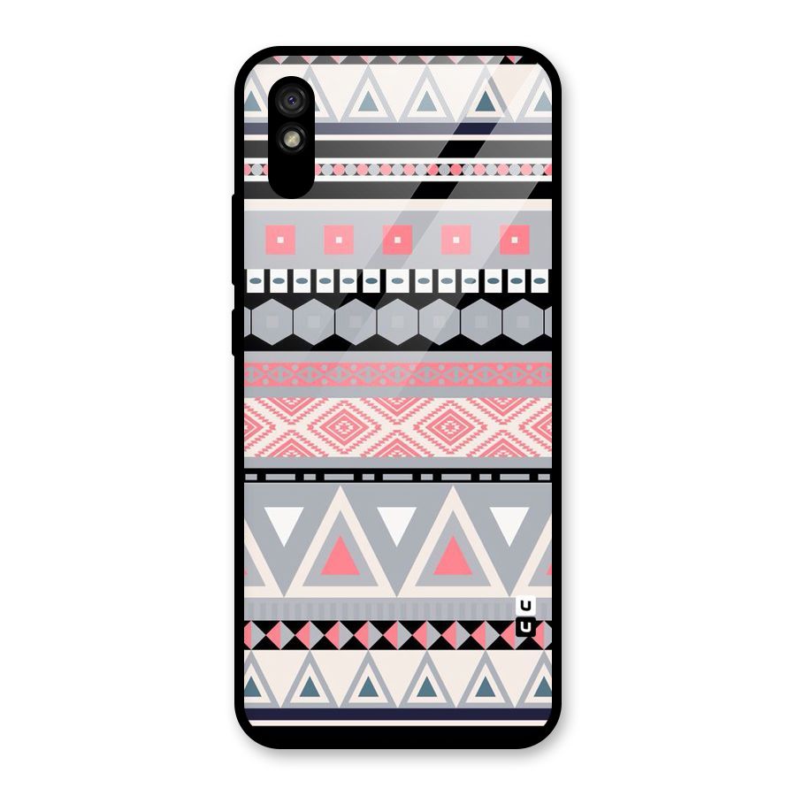 Grey Pink Pattern Glass Back Case for Redmi 9A